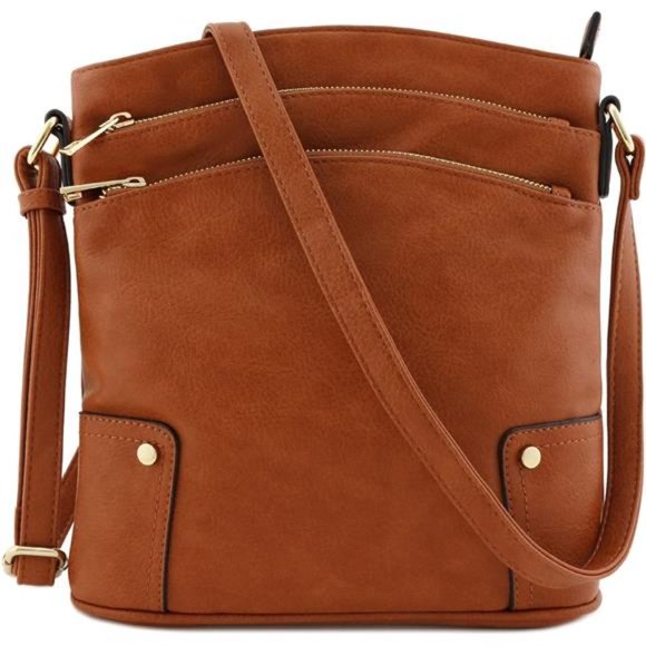 Bags Triple Zip Pocket Large Crossbody Bag Tan Poshmark